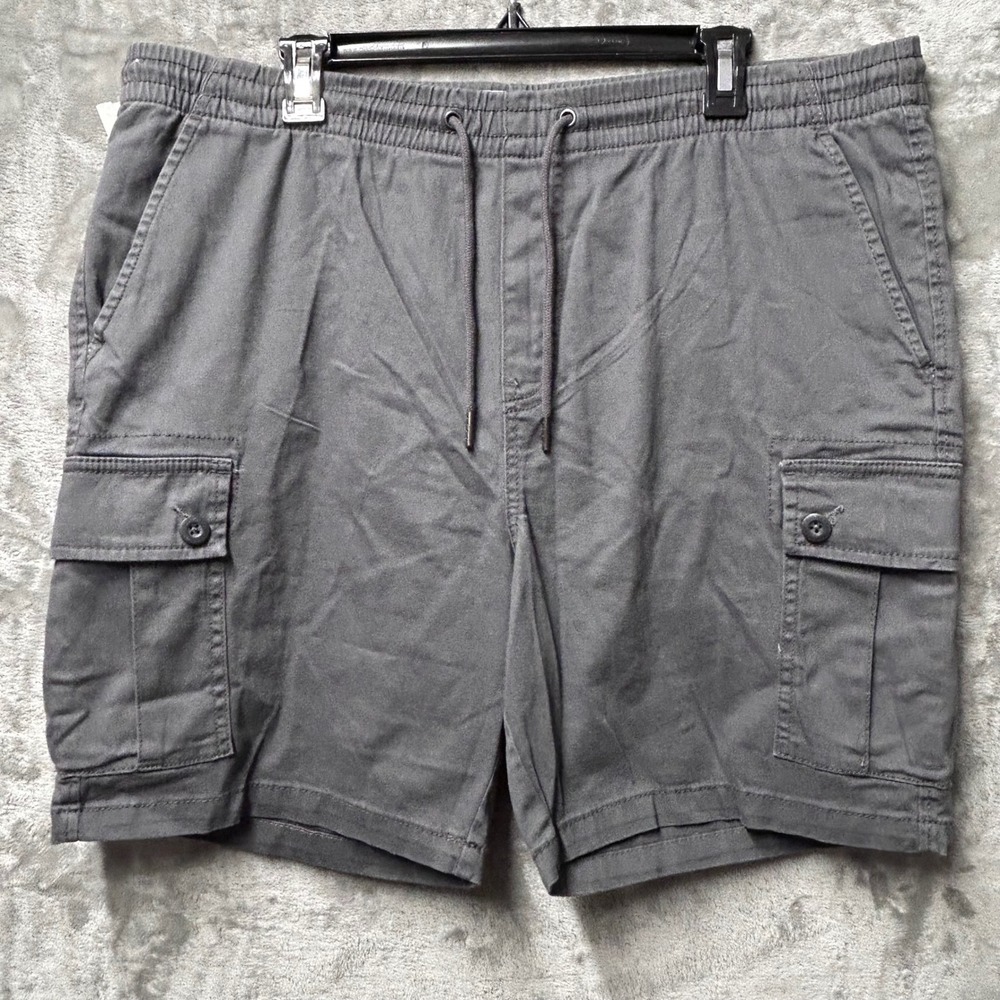 PROJEK RAW Mens Grey Cargo Shorts Mens XXL Elastic Waist Drawstring Utility NWOT